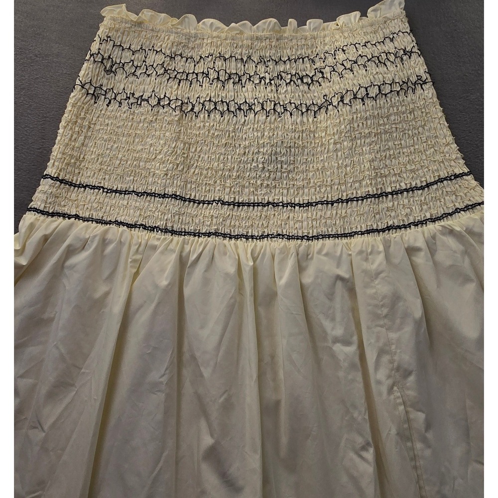 EB Luxe Los Angeles Cream Smocked Strapless Dress Cotton Stitch LS1820 LARGE - Picture 4 of 12